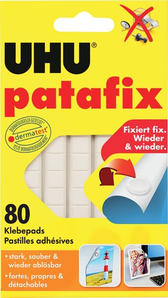 Klebepads patafix, weiß, wiederablösbar und wieder verwendbar, 80 Stück