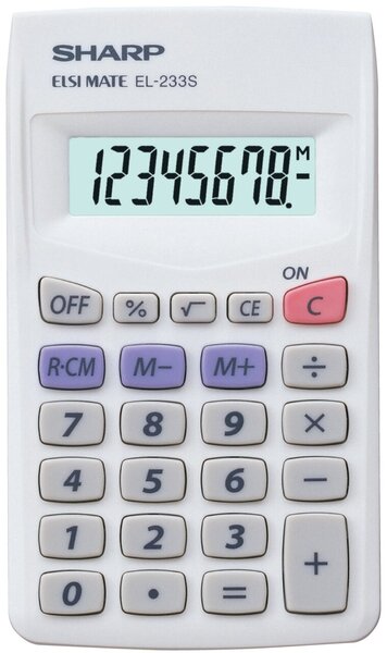 Taschenrechner EL-233S, 8-stellig, Batteriebetrieb, weiß