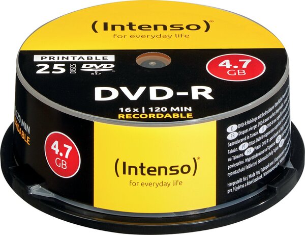 Rohling DVD-R, 4,7 GB, 16x, bedruckbar, 25er Spindel