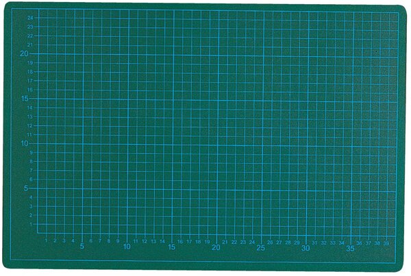 Schneidematte, 450 x 300 mm, bedruckt mit 10-und 50 mm-Teilung, 5-lagig, grün/schwarz