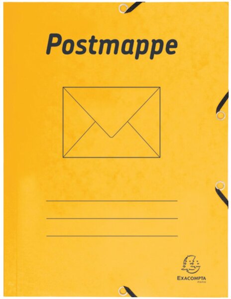 Postmappe, DIN A4, gelb, Gummizugband, 3 Klappen, Colorspan