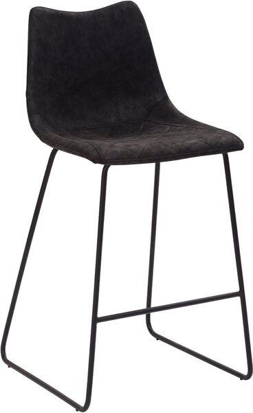 Bar-/Tresenhocker mySOLO 1175, Sitzschale in schwarzem Kunstleder, Vintage Look Rautensteppung, Kufengestell schwarz