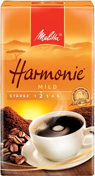 Melitta Harmonie Mild, gemahlener Röstkaffee, 500 g, Intensität: 2