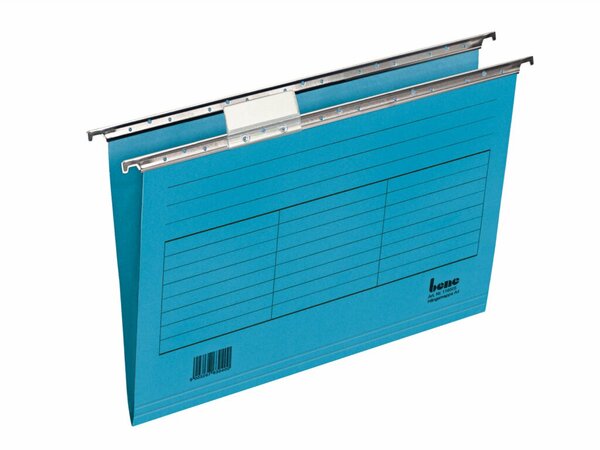 Hängemappe, DIN A4, seitlich offen, 230g/qm Farbkarton, Aufdruck, 315 x 240 mm, blau