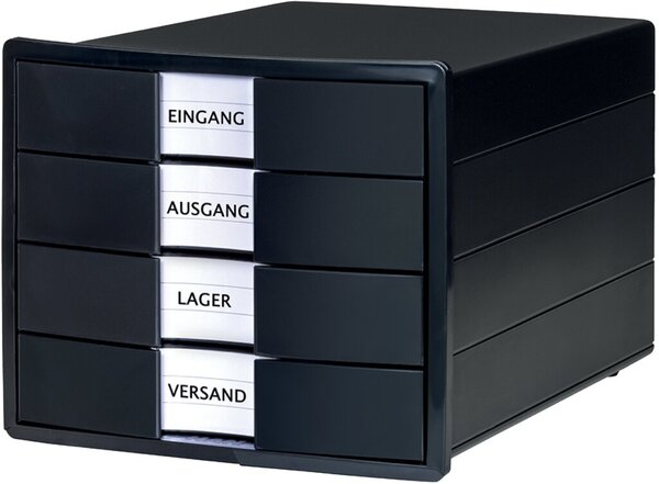 Schubladenbox IMPULS, 4 Schubladen, geschlossen, schwarz/schwarz, (H x B x T) 235 x 280 x 368 mm