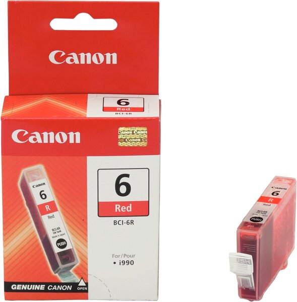 Tintentank BIC-6R, für Canon Drucker, ca. 390 Seiten, rot