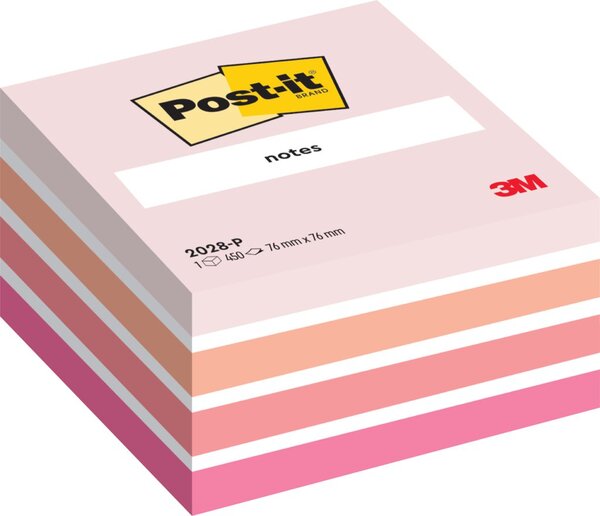 Haftnotiz-Würfel, 76 x 76 mm, pastellrosa, wassermelonenrot, mohnrot, ultrapink, weiß, 450 Blatt