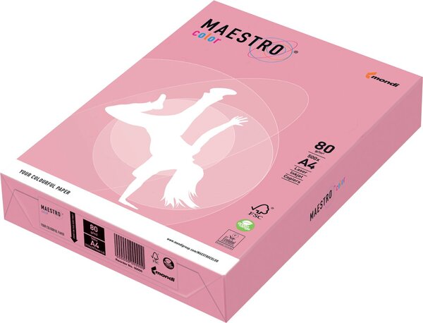 Kopierpapier Maestro Color DIN A4, 80g/qm, rosa, 500 Blatt