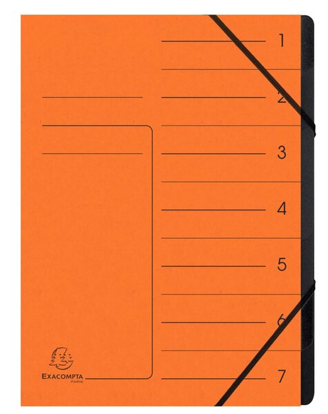 Ordnungsmappe Colorspan, DIN A4, 7 Fächer, Eckspanner, Fächerblock schwarz, Deckel Liniendruck, orange