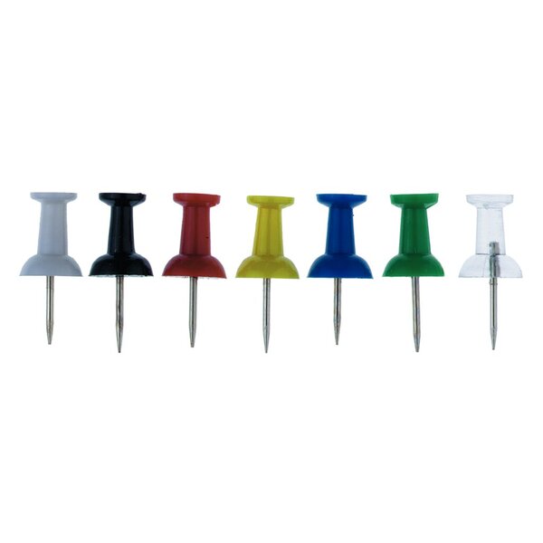 Pinnnadeln, Kopfgröße 9 x 13 mm, schwarz, blau, grün, rot, gelb, weiß, transparent, sortiert, 1 Dose á 200 Stück