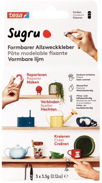 Formbarer Allzweckkleber Sugru, 3er-Pack (3 x 3,5 g), schwarz