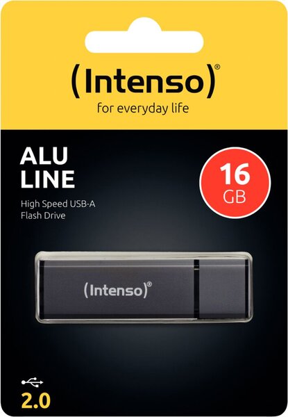 Speicherstick Alu Line, Hi-Speed USB 2.0, anthrazit, Kapazität 16 GB