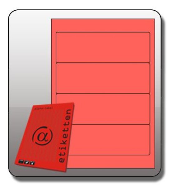 Rückenschild, selbstklebend, kurz/breit, 190 x 61 mm, rot, 100 Blatt, 400 Etiketten