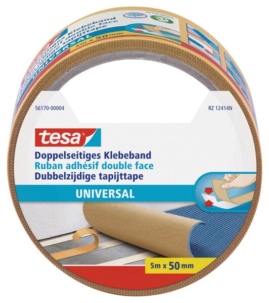 Doppelseitiges Klebeband Universal, 5 m x 50 mm, für permanenten Halt, 1 Rolle