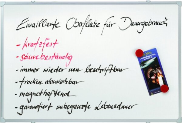Whiteboard X-tra!Line, 100 x 200 cm, emalliert, magnethaftend, kratzfest, Ablageleiste