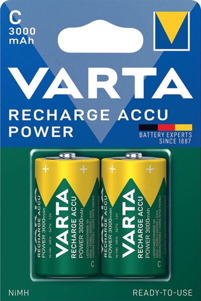 Akku NiMH, Baby C, Recharge Power, vorgeladen, HR14, 1.2V, 3000mAh, 2 Akkus