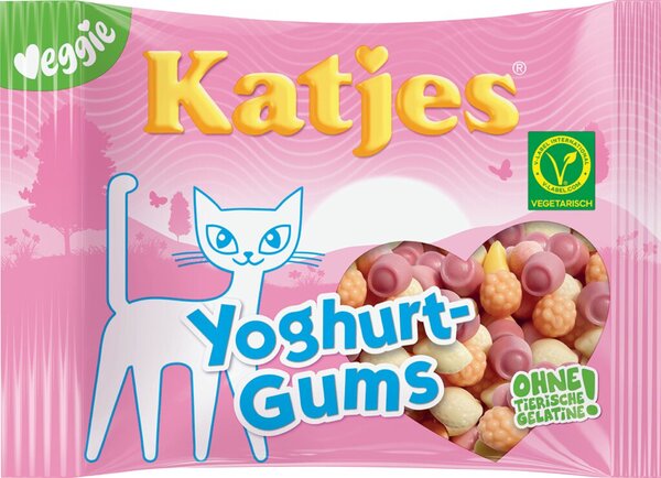 Katjes Yoghurt-Gums, Softes Joghurt-Fruchtgummi, Geschmacksrichtungen: Zitrone, Birne, Kirsche, Erdbeere, Heidelbeere und Himbeere, 175 g