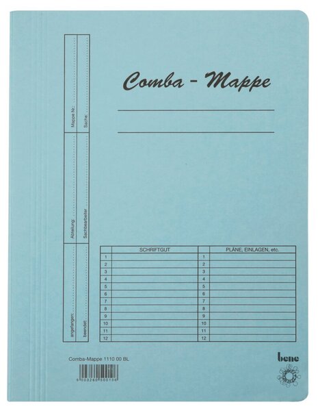 Comba-Mappe DIN A4, 250g/qm, mit Heftmechanik, blau