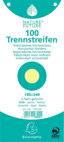 Trennstreifen, Premium Qualität, 190g/qm, 105 x 240 mm, gelocht, 100 Stück, gelb