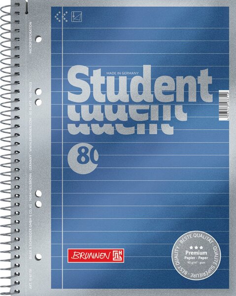 Collegeblock Premium Student, liniert 90g/qm, 80 Blatt, DIN A5