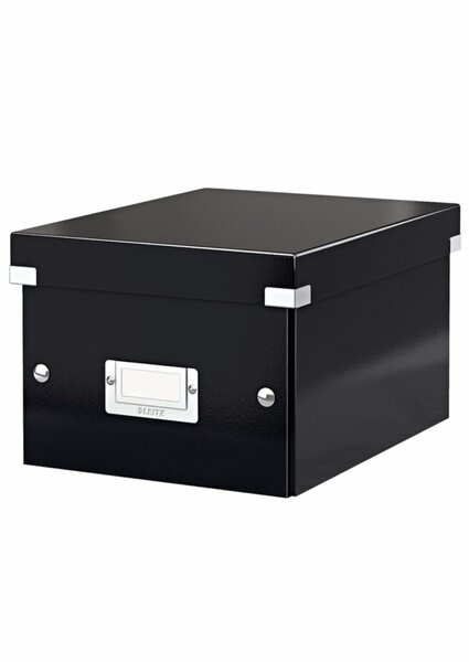 Aufbewahrungsbox Click & Store, klein, schwarz, Hartpappe, mit Deckel, Maße: 220 x 160 x 282 mm