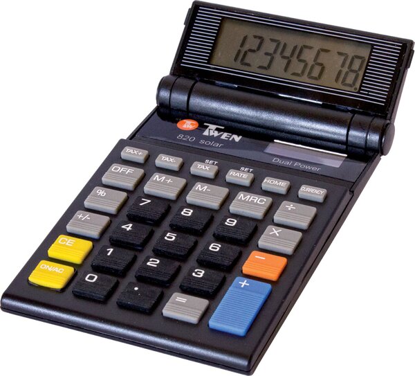 Taschenrechner TWEN 820 S, 8-stellig, Solar- und Batteriebetrieb, schwarz