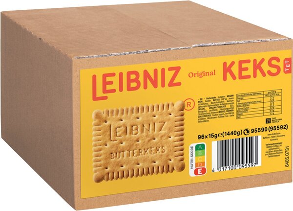 Leibniz Butterkeks, Dessertpackung, Der Klassiker, 1.440kg, 96 Packung mit 3 Stück pro Packung