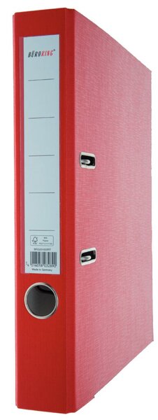 Ordner, DIN A4, PP, 50 mm, schmal, auswechselbares Rückenschild, rot