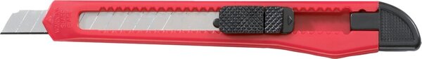 Cutter, 9 mm, Schieberaster Einhand-Klingenarretirung, Rechtshänder, Kunststoffgehäuse, rot