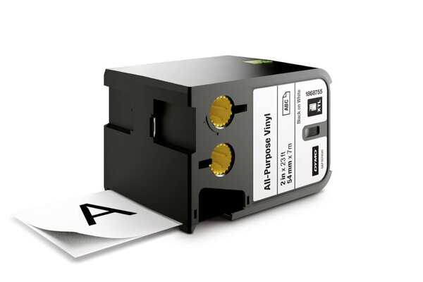 Schriftband für XTL 300 / 500, 54 mm / 7 m lang, schwarz auf weiß, selbstlaminiertend