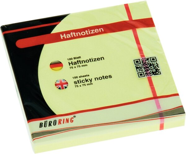 Haftnotiz FSC, 75 x 75 mm, gelb, 100 Blatt/Block
