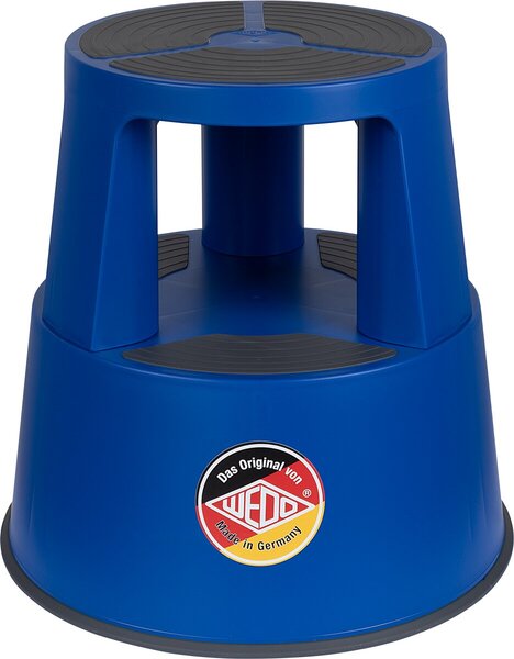 Rollhocker SuperStep, blau mit Gleitrollen, Gummistandring