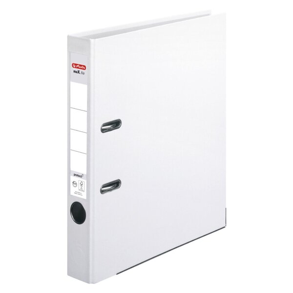 Ordner maX.file, DIN A4, PP, 50 mm, schmal, auswechselbares Rückenschild, weiß