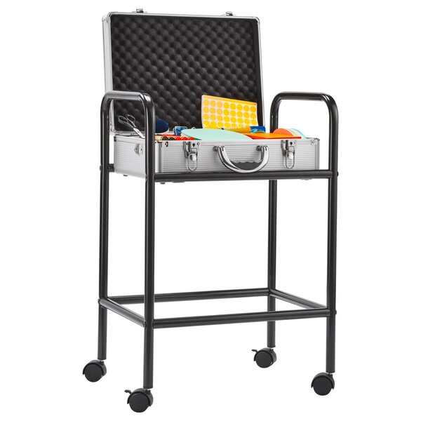Trolley für Moderatorenkoffer schwarz, Stahlrohr-Konstruktion, 4 Laufrollen - 2 davon feststellbar