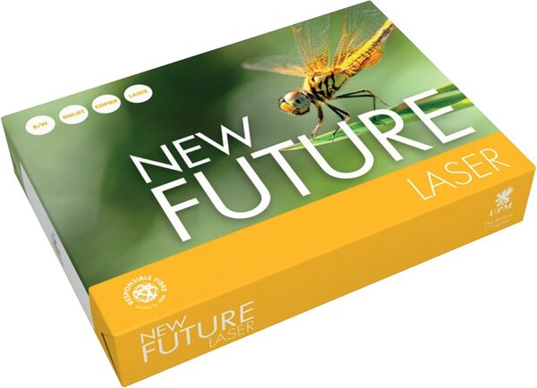 Kopierpapier New Future Laser DIN A4, 80g/qm, 2-fach gelocht, weiß, Weißegrad 150 CIE, Packung à 500 Blatt