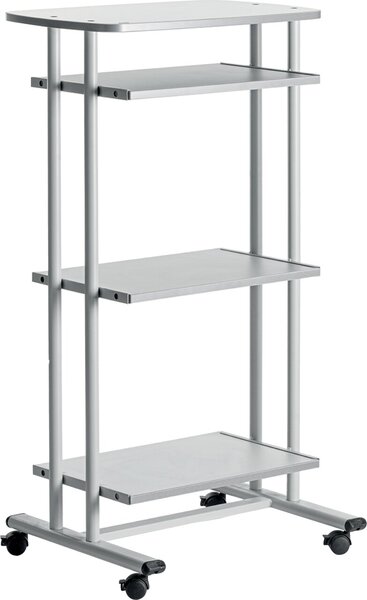 Computertisch, 3 Böden, ausziehbar, grau