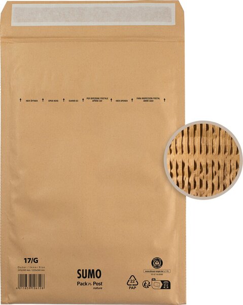 Papierpolstertasche 1517, 100 % recycelt, Innenmaß: 225 x 340 mm, braun, 10 Stück