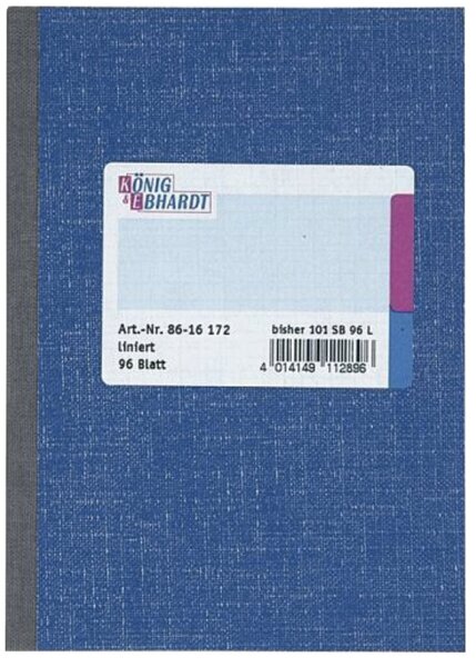 Kladde DIN A6, holzfrei, 96 Blatt, liniert, blauer Einband