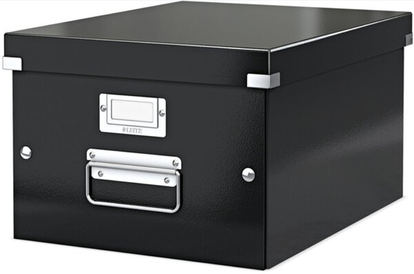 Aufbewahrungsbox Click & Store, mittel, schwarz, Hartpappe, mit Deckel, Maße: 281 x 200 x 370 mm
