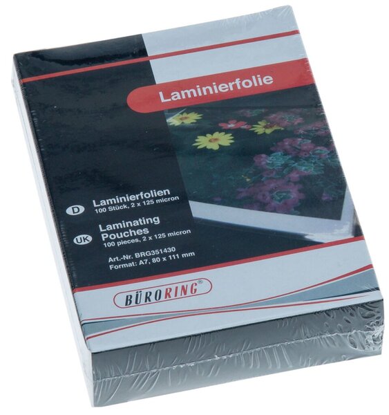 Laminierfolie, DIN A7, 80 x 111 mm, 125 Mikron, 100 Stück