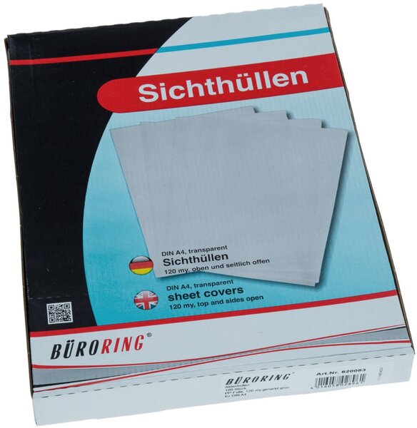 Aktenhülle DIN A4, grün, PP-Folie, 120 my, Oberfläche genarbt, 100 Hüllen