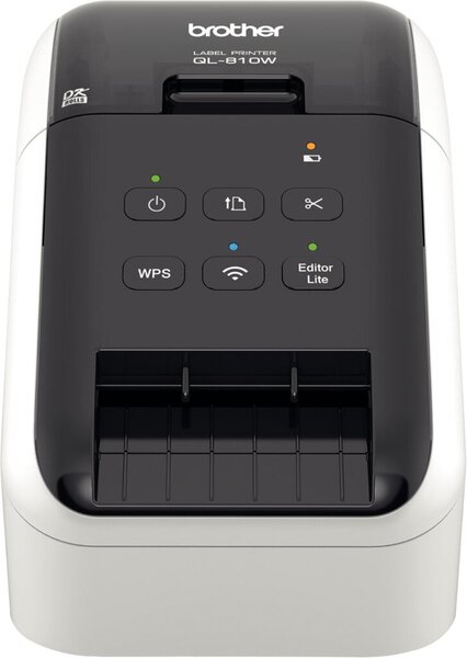 Etikettendrucker QL-810Wc, Thermodirektdruck, Auflösung: 300 dpi, Etikettenbreite: max. 62 mm, automatische Schneideeinheit, Schnittstelle: USB Full Speed / WLAN, Rot-Schwarz-Druck mit DK-22251 für Einzeletikettenrollen und Endlos-Etiketten