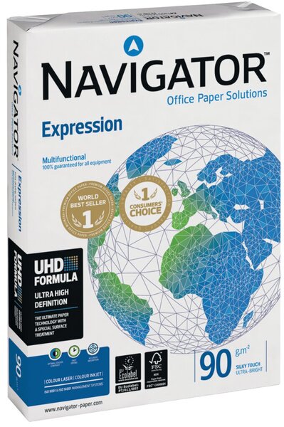 Kopierpapier Navigator Expression, DIN A3, 90g/qm, weiß, Weißegrad 169 CIE, Packung à 500 Blatt
