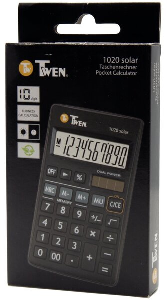 Taschenrechner 1020 Solar, schwarz, 10-stellig, mit Schutzhülle, Batterie LR1131 (1x) im Lieferumfang enthalten