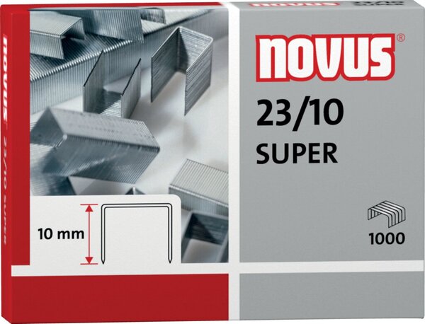 Heftklammern 23/10 SUPER, Stahldraht, Kapazität 70 Blatt, Schenkellänge 10 mm, 1000 Stück, verzinkt