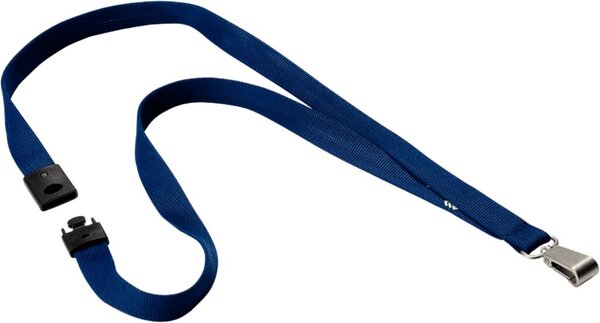 Textilband für Namensschilder, Breite:15 mm, Länge, 440 mm, Karabinerhaken aus Metall, 10 Stück, nachtblau