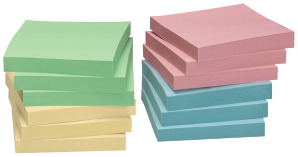 Haftnotiz Z-Note, Recycling, 75 x 75 mm, sortiert, 100 Blatt/Block, 12 Blöcke, Kartonverpackung