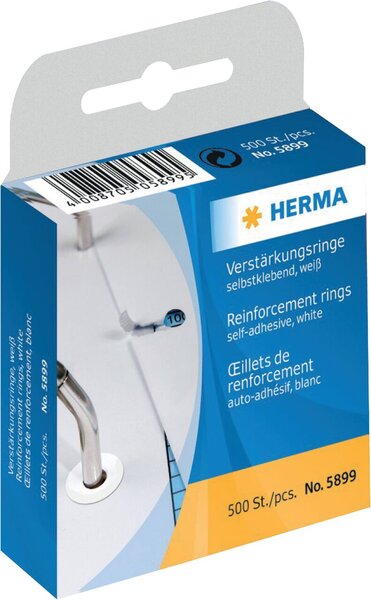 Verstärkungsringe auf Rolle Ø 12 mm, selbstklebend, weiß, Packung à 500 Stück