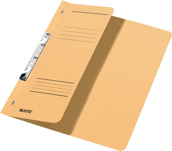 Schlitzhefter DIN A4, halber Vorderdeckel, chamois, kaufmännische Heftung, Organisationsdruck, Fassungsvermögen: 170 Blatt, Karton: 250g