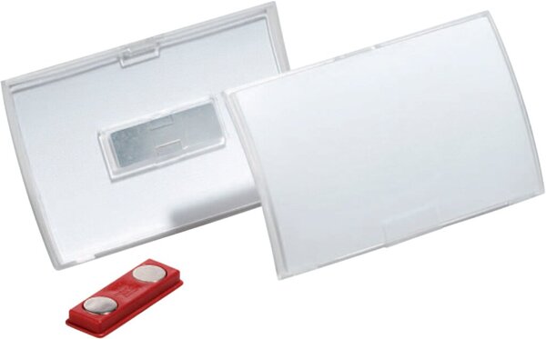 Namensschild Click Fold, 40 x 75 mm, Magnethalterung, transparent, 10 Stück